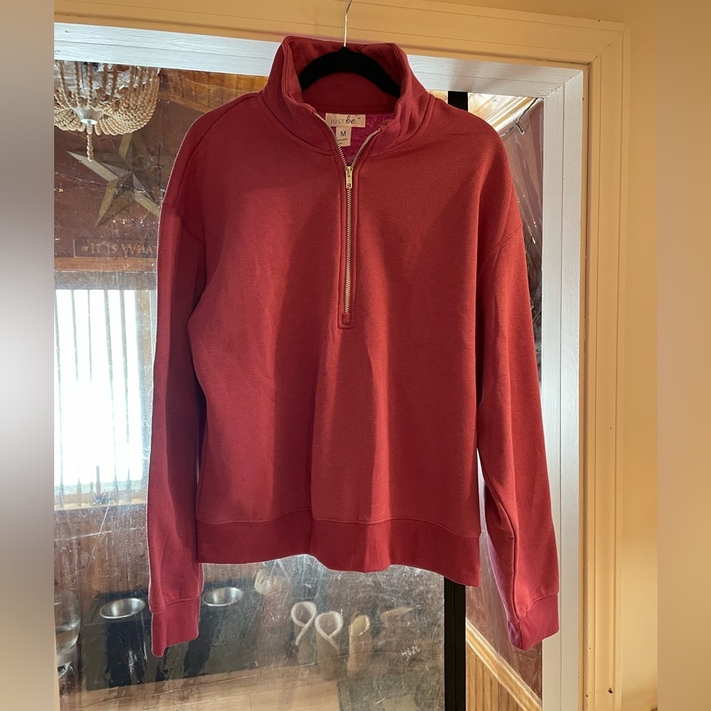 Just Be, Woman’s Sz Med, Fleece Quarter Zip Sweatshirt, NWT